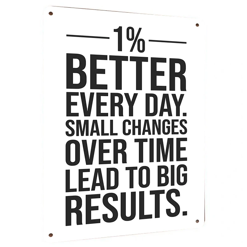 1% Better Every Day Motivational Metal Wall Art Inspirational Quote Decor for Office Gym Home Decorations
