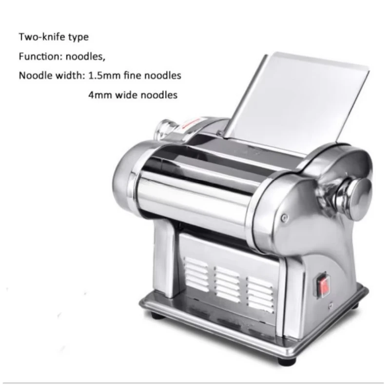 2 Blades Stainless Steel Electric Noodle Maker, Household Small Automatic Multifunctional Dough Rolling Machine