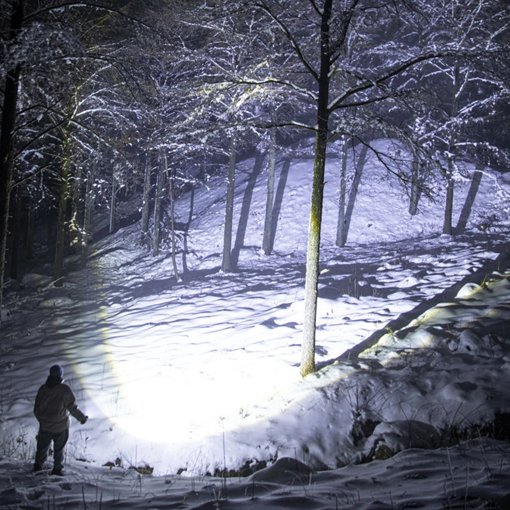 Latarka LED z filtrem, ładowanie USB-C, wodoodporna latarka kempingowa, bateria 1800mAh, czas pracy do 4-5 godzin, 6 trybów z wyświetlaczem mocy