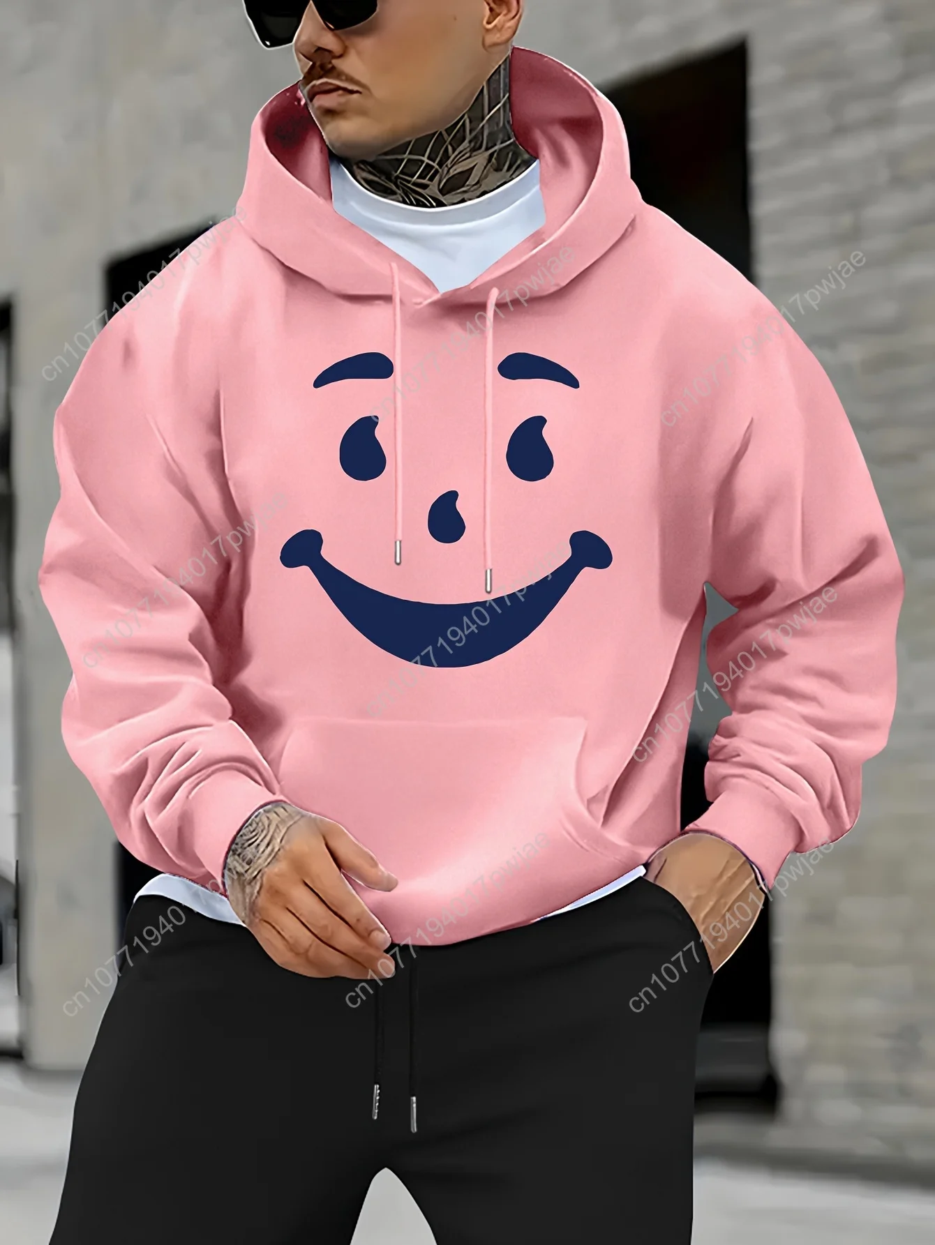 Felpa con cappuccio casual con stampa geometrica da uomo - Tessuto antirughe, tasca frontale, pullover a maniche lunghe vestibilità regolare per la primavera/autunno,