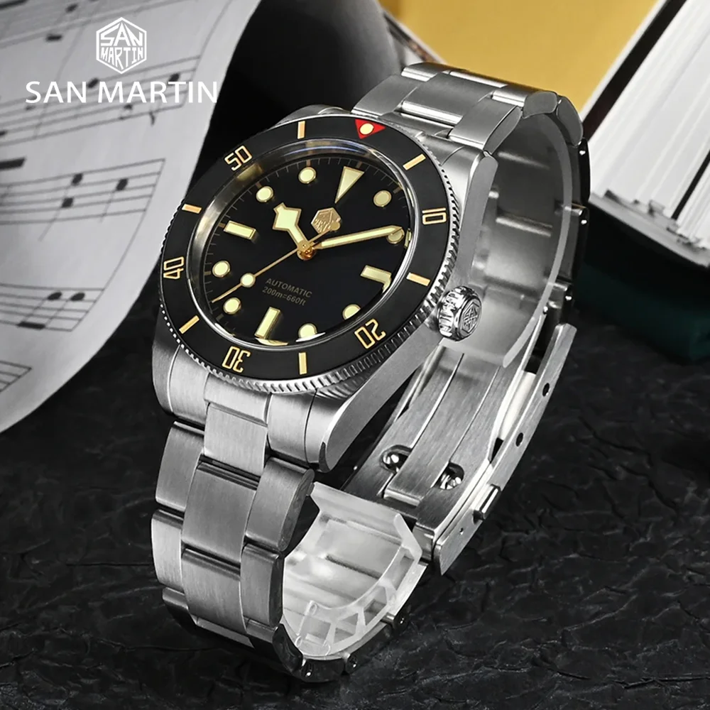 Saint Martin Original 37mm BB54 Vintage Diver Automatic Men Watch NH35 Mechanical Wristwatches Sapphire Luminous 200m Waterproof