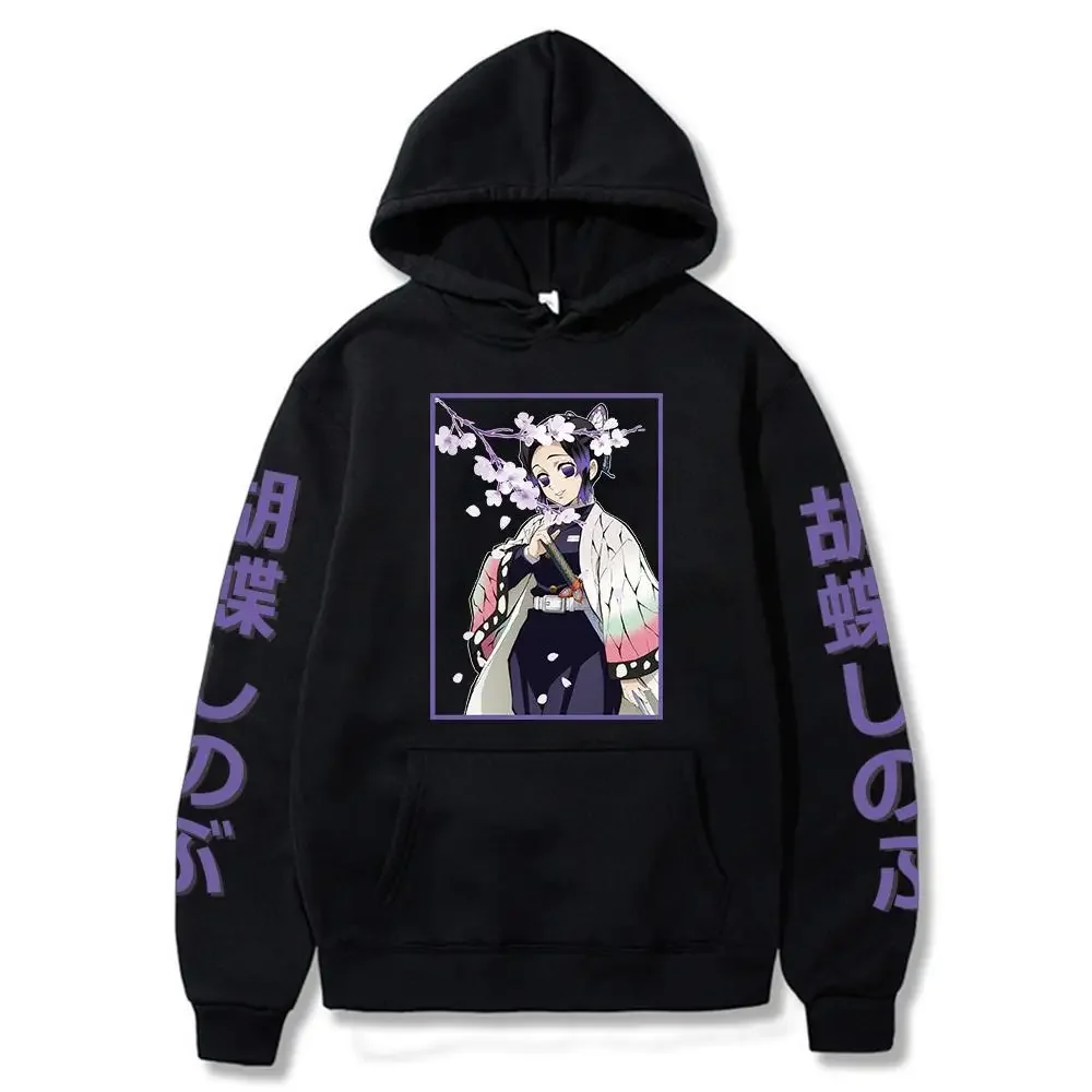 Anime Demon Slayer Kimetsu No Yaiba Hoodie Shinobu Kocho Sweatshirts Cozy Tops Sweatsuit Sudadera Felpa Moletom Hoodies