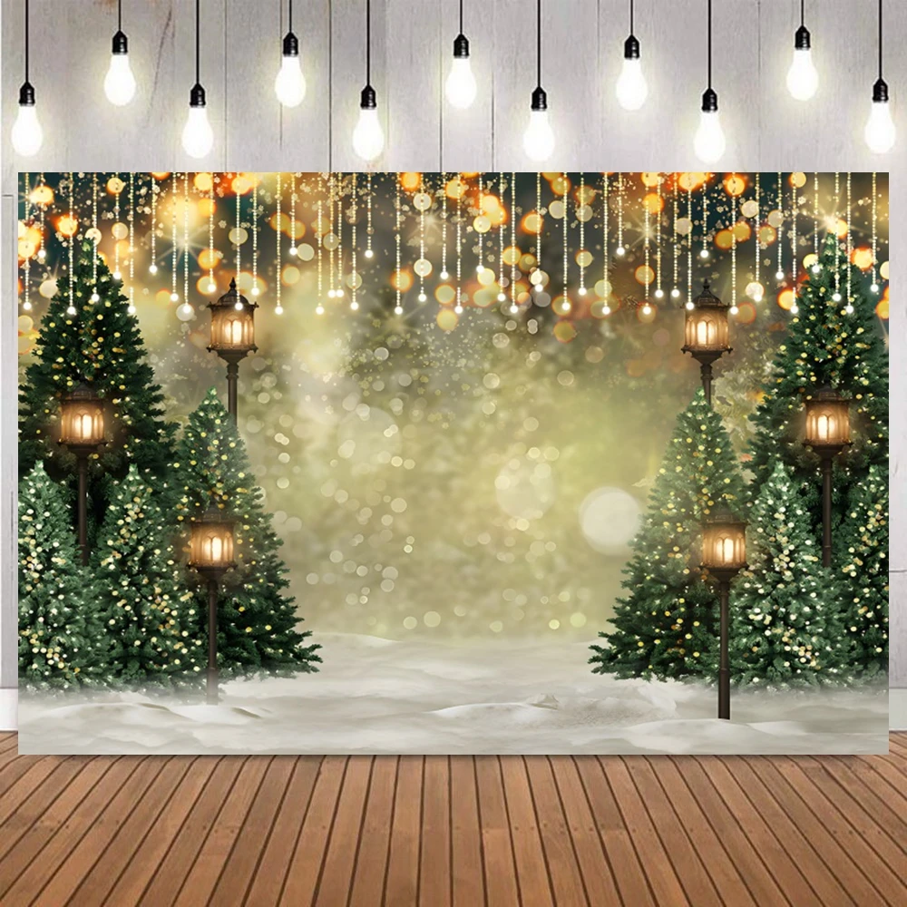 Winter Christmas Photography Backdrop Xmas Rustic Barn Wood Door Xmas Tree Snow Kids Adult Family Party Banner Decor Background