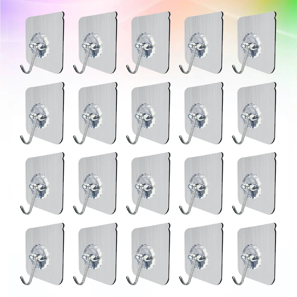 20 Pcs Heavy Duty Clothes Hanger Hook Adhesive Hooks Sticky Hangers Wall Wallet up M Utility Ceiling