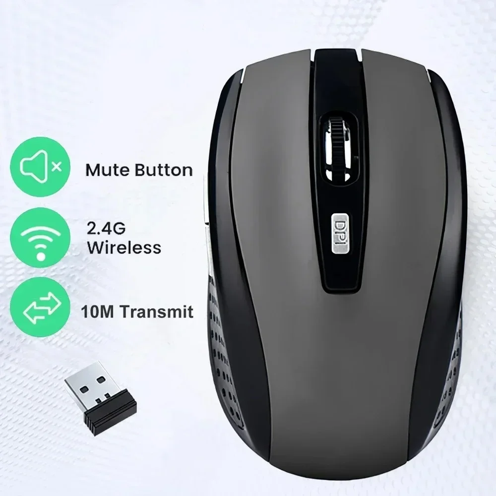 2.4G Wireless Mouse 1600DPI Ergonomics Mouse Portable Mobile Optical Office Mouse Adjustable Levels for Notebook Laptop MacBook