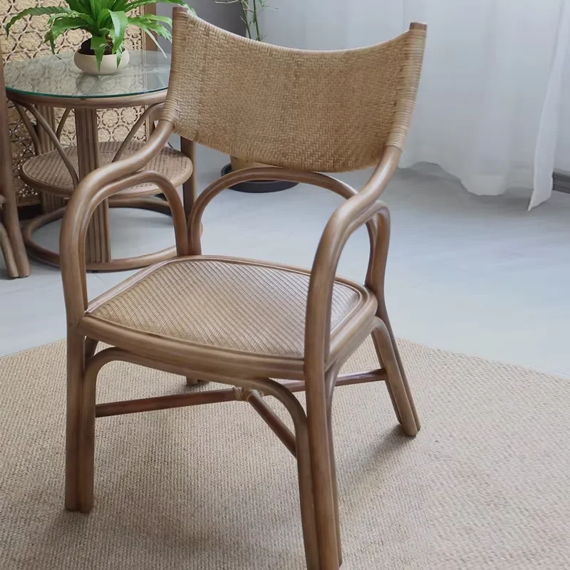 

✿s Indonesian Rattan Modern Waterproof Single Armchair Dining Chair for Home Living Room Hotel or Balcony Relaxation