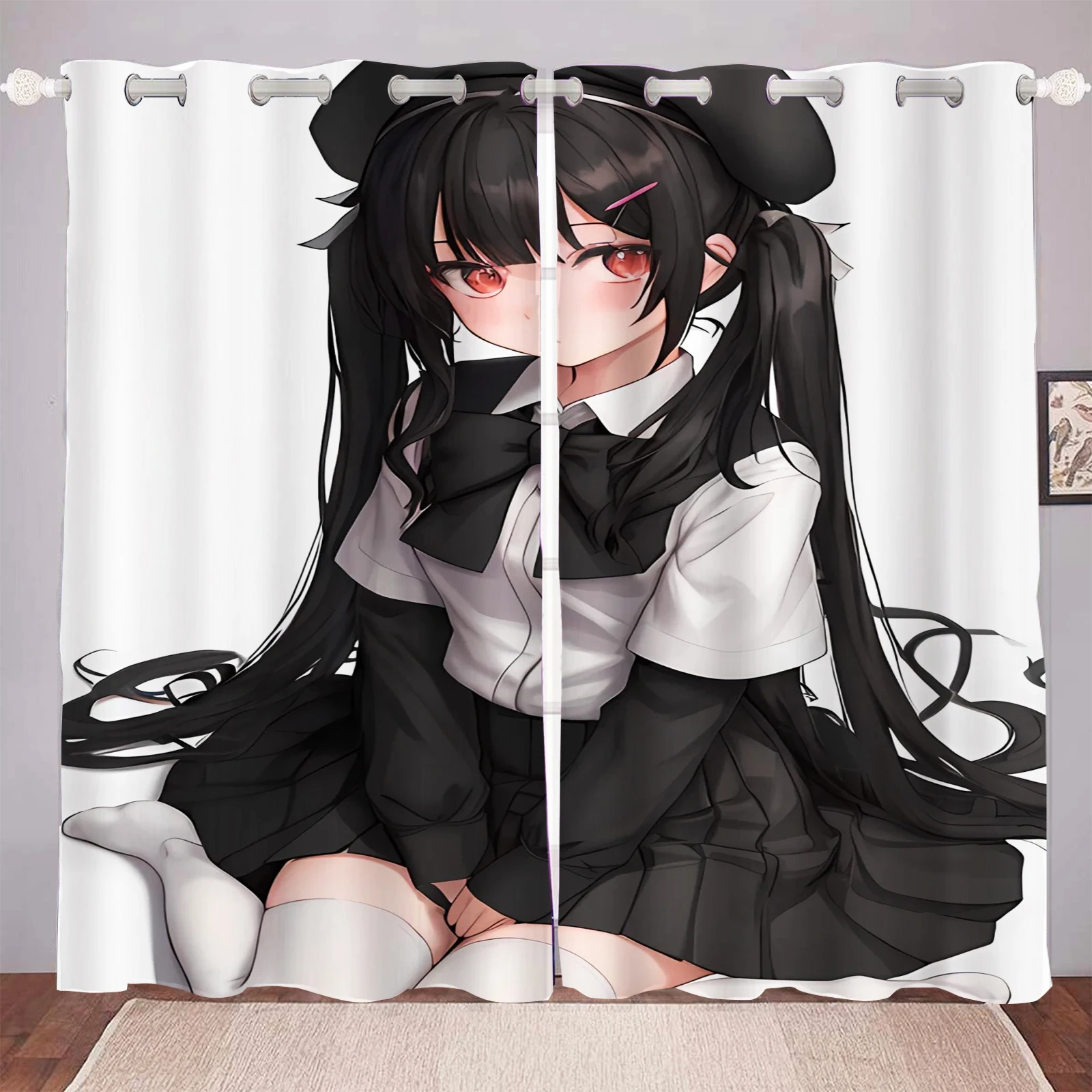 

MINISO Japanese anime girl secondary yuan living room blackout cartoon curtains, customisable anime curtains, manga peripheral