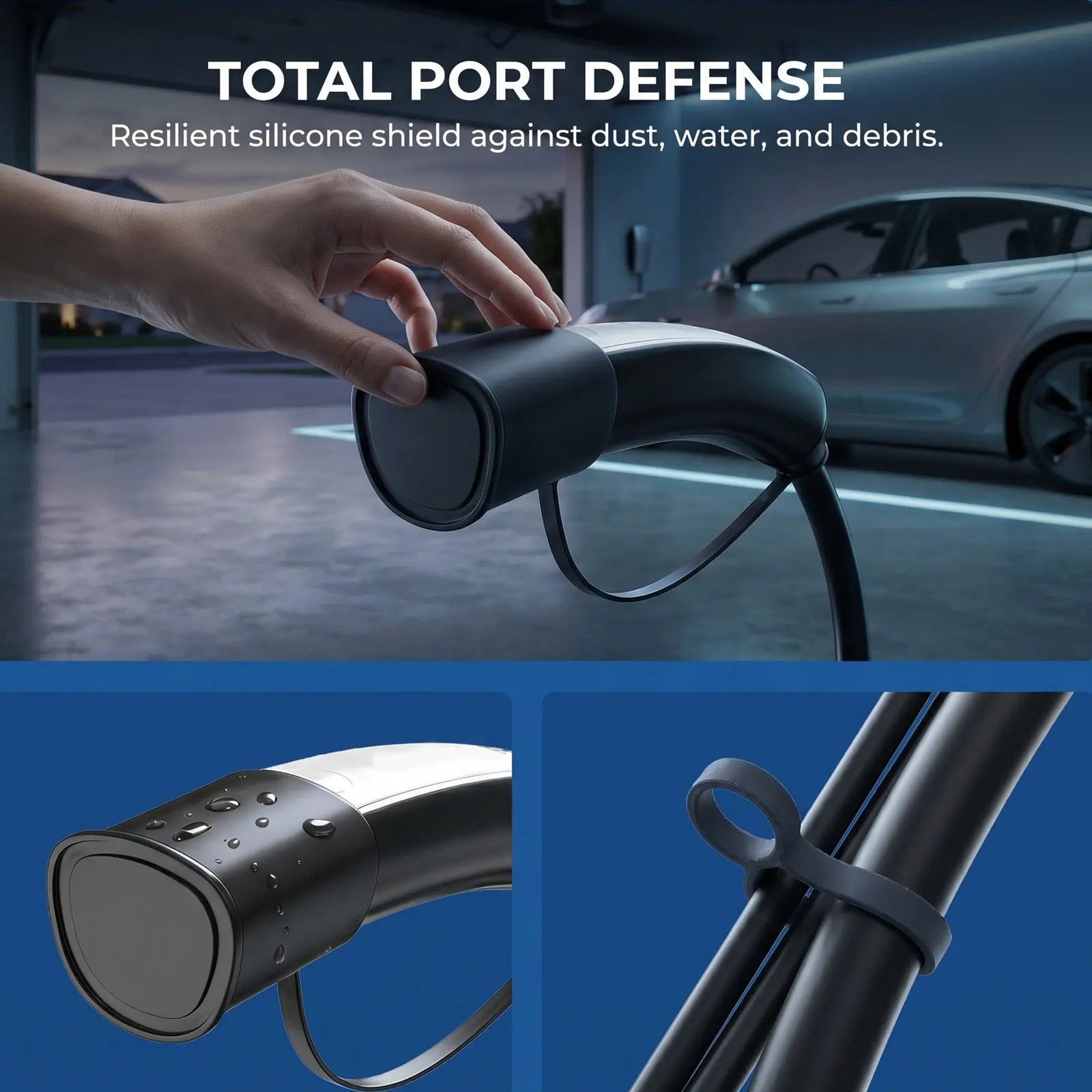 2Pcs Rubber Ev Charging Cable Dust Cap Waterproof Weatherproof 40C to 120C Portable Compact Charging Port Protector for Electric