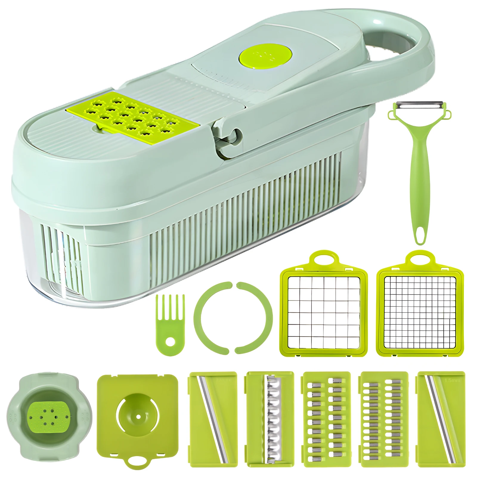 Vegetable Chopper Food Slicer 15 in 1 Multifunctional Kitchen Vegetable Slicer Dicer Cutter with 9 Blades