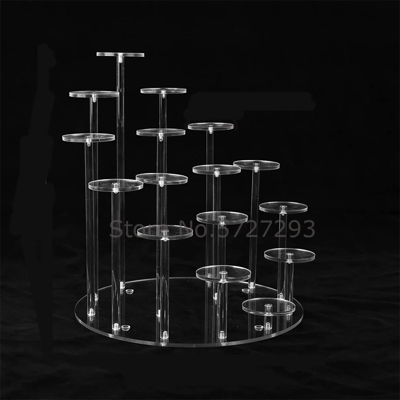 4MM Acrylic Cupcake Stand 16 Tiers Dessert Tower For Wedding Party Small Figure Decor Multi Layer Show Riser Rack