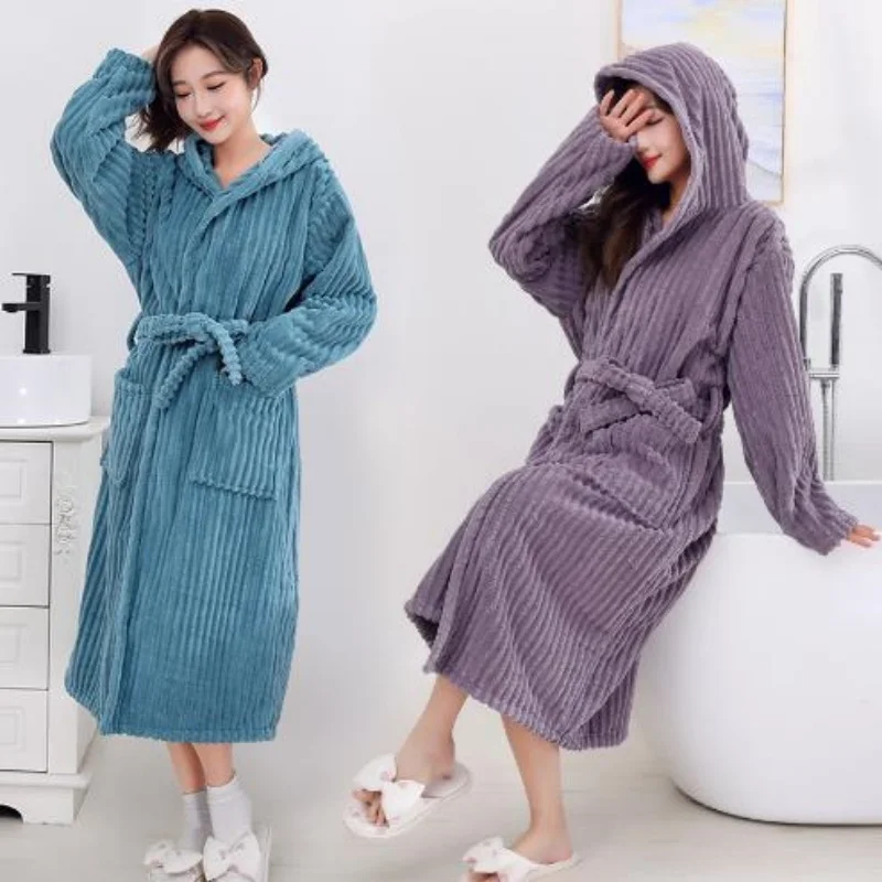 Couple\'s Soft Absorbent Coral Velvet Bathrobe, Home Clothes, Sexy Nightgown, High-end Nightgown