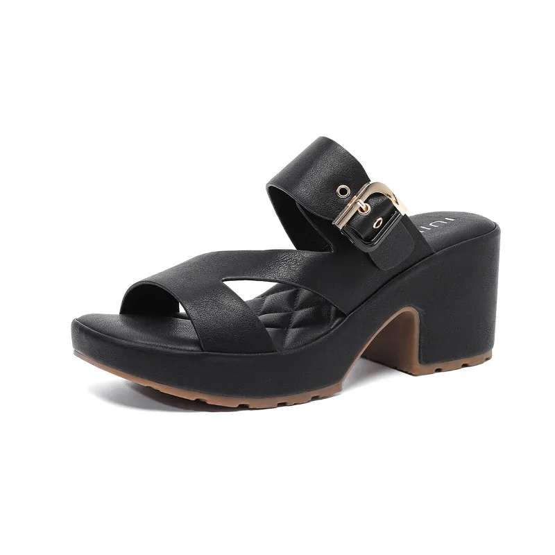 

Womens Dating Dress Sandals High Heel Slip on Comfortable Chunky Open Toe Heels Platform Block Heeled Sandal Shoe for Woman