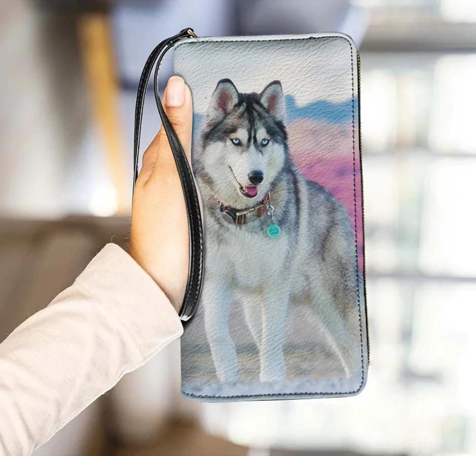 

Husky Purses Lovely Dog Animal Multi-card Wristlet Wallets for Women Outdoor Card Holder Luxury Designer Bags Sac A Mains Femme