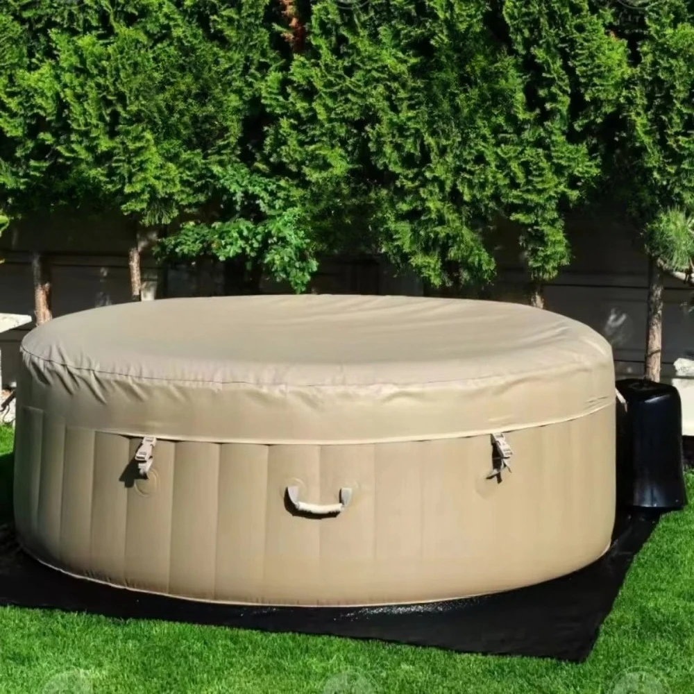 Indoor & Outdoor Inflatable Hot Tub, Spa Jacuzzi with 140 Air Jets, Insulated Cover and Pump