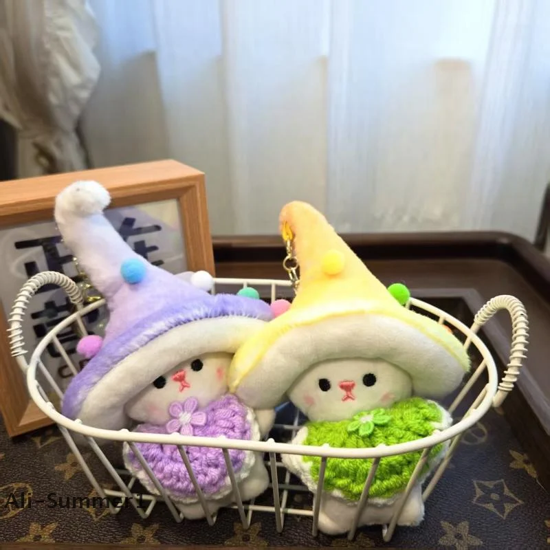 【E】かわいいPPコットン製キノコ型エルフぬいぐるみキーホルダー、バックパックペンダント、デコレーションギフト