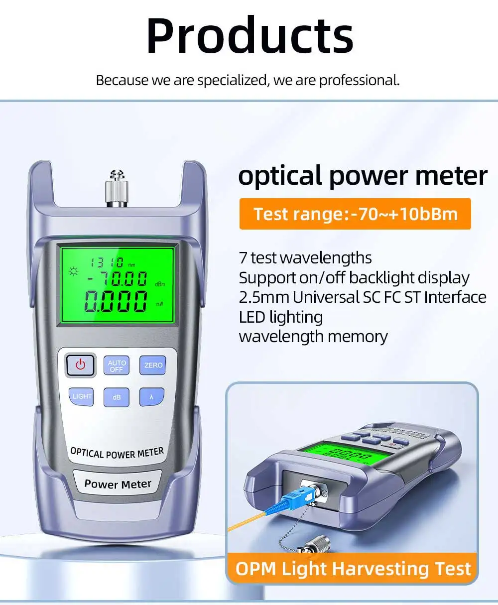 ZoeRax 11-in-1-Glasfaser-Werkzeugsatz FTTH mit Glasfaserschneider -70 ~ + 10 dBm optischer Leistungsmesser 10 MW visueller Fehlerorter – Detail 1