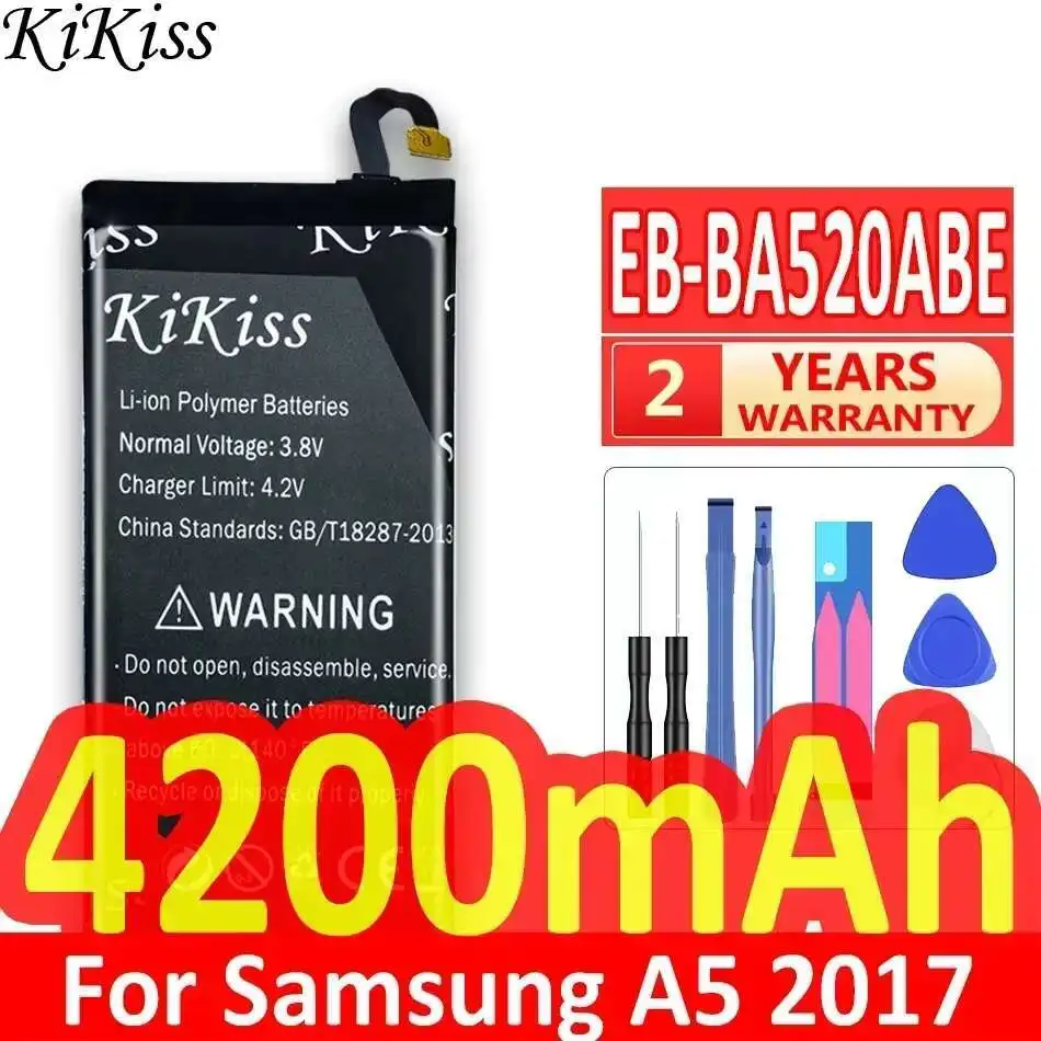

KiKiss Battery Mobile Phone For Samsung Galaxy Edition A5 2017 A520F SM-A520F EB-BA520ABE 4200mAh