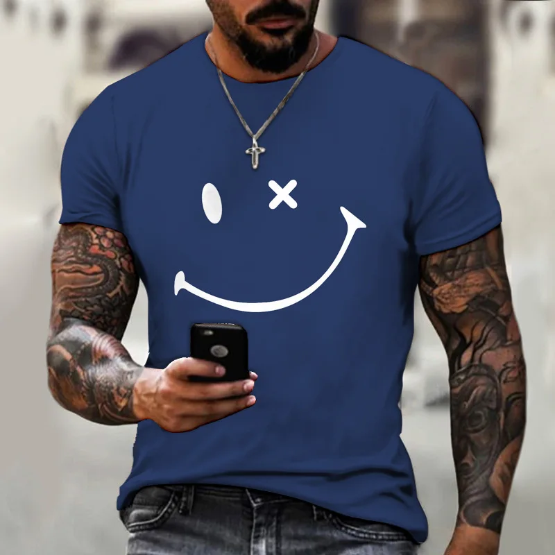 Camiseta deportiva de manga corta para hombre, camisa con estampado 3D de póker, smiley, fitness, talla xxs-6xl, oferta de 2023