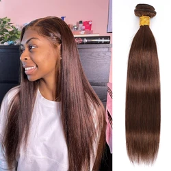 100% Straight Human Hair Bundles Brazilian Hair Weave Bundles Hair Extension For Women Brown #4 Black Remy Hair Weaving 1/2pcs