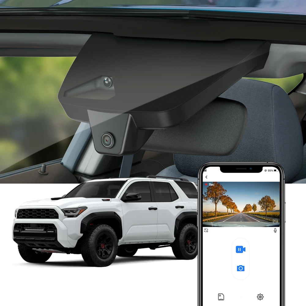 Fitcamx 4K Dash Cam for Toyota 4Runner 2025 2026, OEM Style Front Windshield Car Camera DVR, WIFI Video Recorder G-Sensor