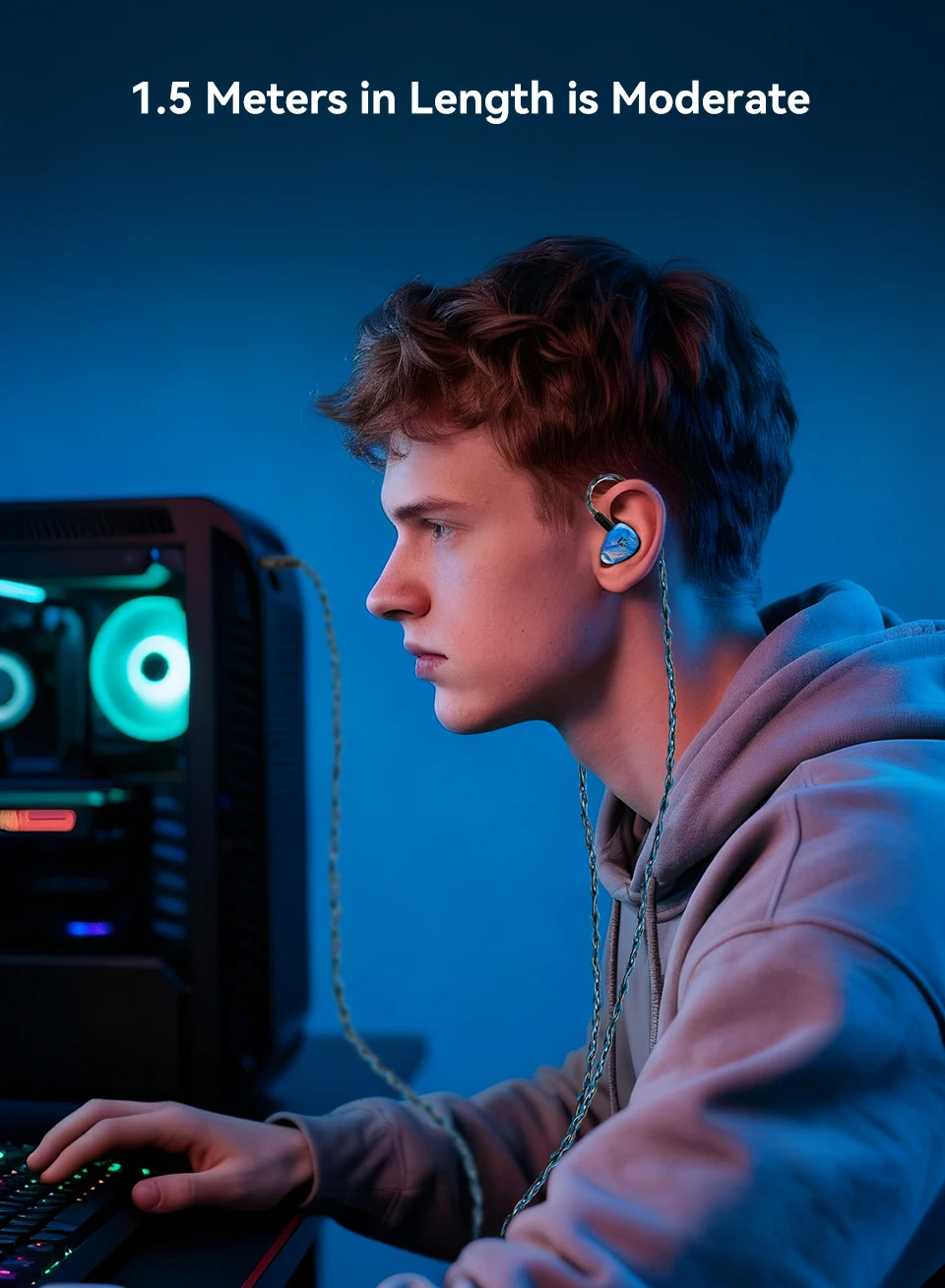 KBEAR ST12 Max IEM-Kabel 1,5m 8-adriges OFC Versilbertes Kabel für Kopfhörer 2PIN/QDC/MMCX Ohrhörer-Anschluss für KBEAR KZ ZS12 PROX – Detail 3