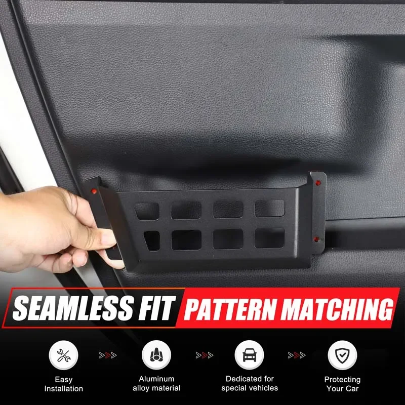 سبائك الألومنيوم الأسود لتويوتا لاند كروزر برادو 250 LC250 2024 + لوحة باب السيارة الداخلية سلة التخزين الملحقات الداخلية