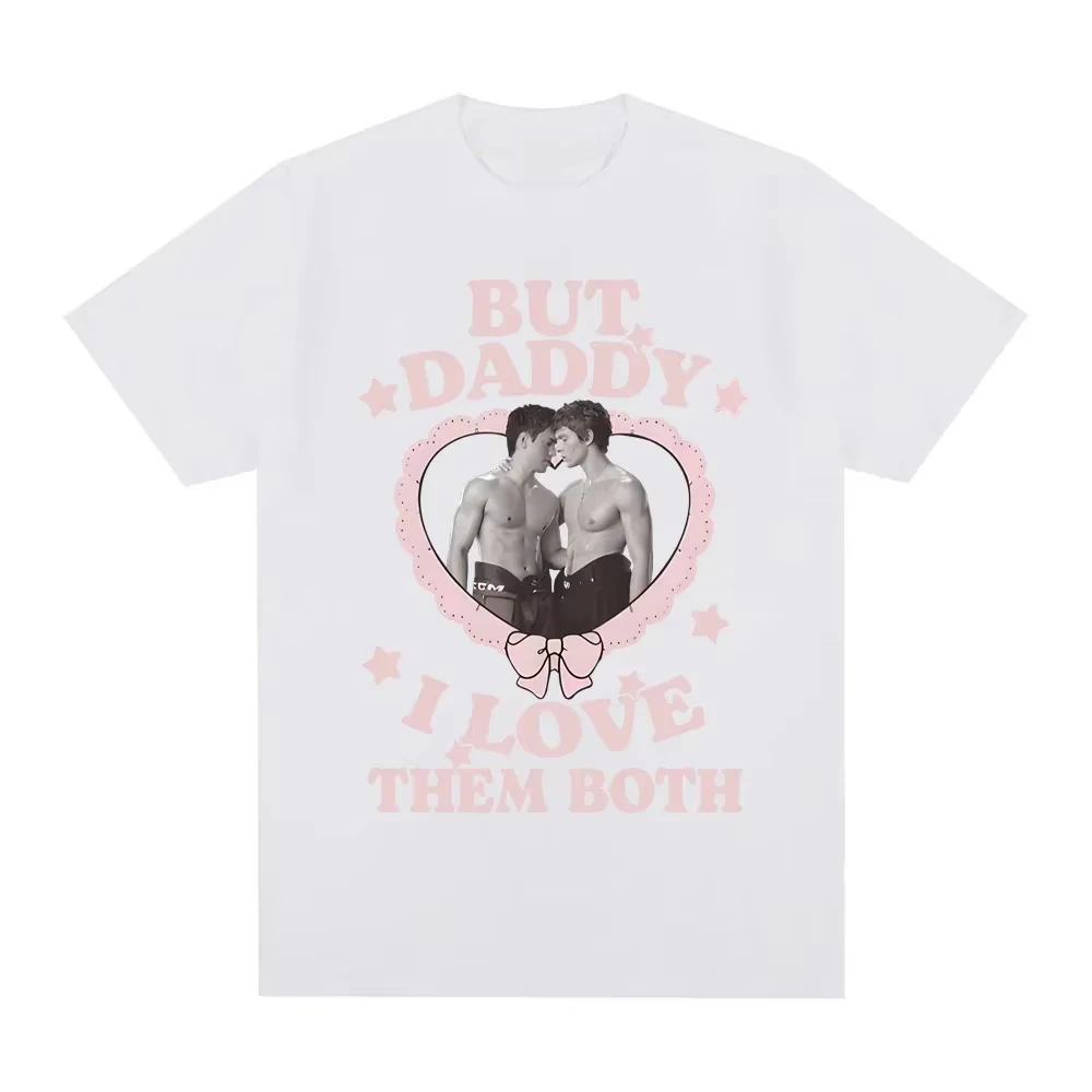 

Футболка с надписью «Heated Rivalry Hockey But Daddy I Love Them Both», НОВИНКА 2026, хлопковая, удобная, повседневная, высококачественная, с круглым вырезом, мягкая