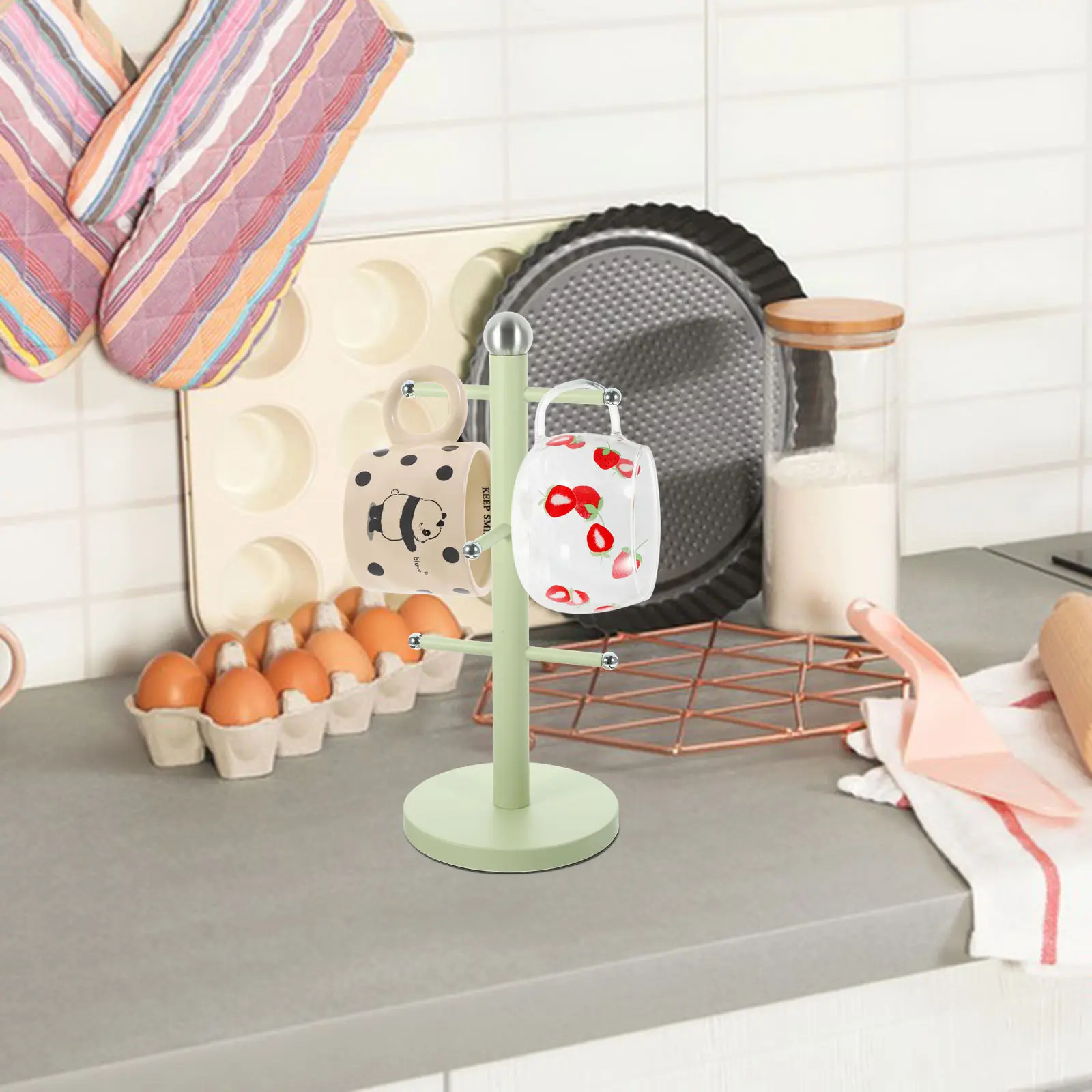 

Iron Mug Cup Tree Holder Sturdy Coffee Cup Rack Organizer Drying Storage Kitchen Countertop Accessories Mug Tree