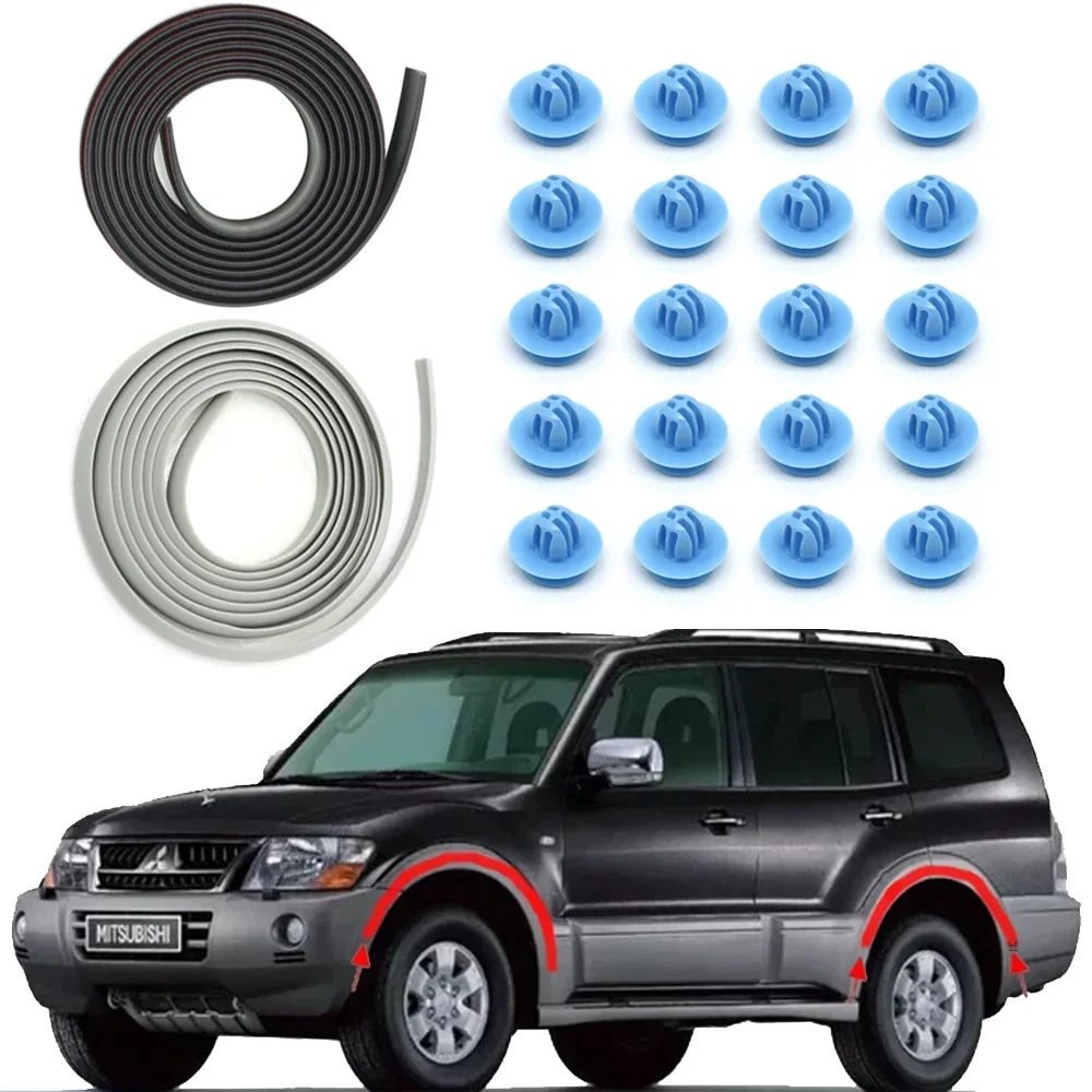 Wheel Arch Fender Flare Rubber Seal Strip With Fastener Clip For Mitsubishi Challenger L200 Triton Nativa Pajero Montero Sport