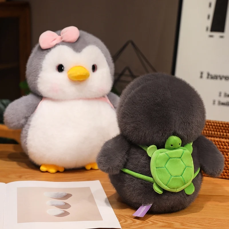 Kawaii delicado artesanal bebê pinguim série brinquedos de pelúcia macio fofo bonito pinguim boneca carregando mini mochila agradável presente