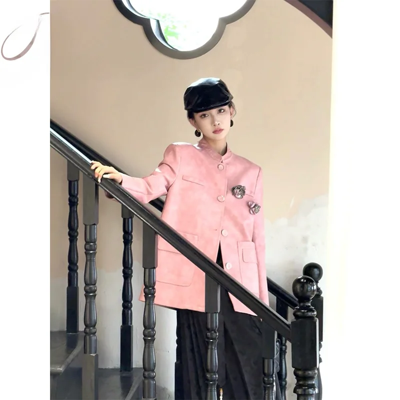 

Оригинальный комплект PITAO Monica Design: винтажный жакет с 3D-розами и воротником-стойкой, модный женский комплект для студенток и рабочая форма