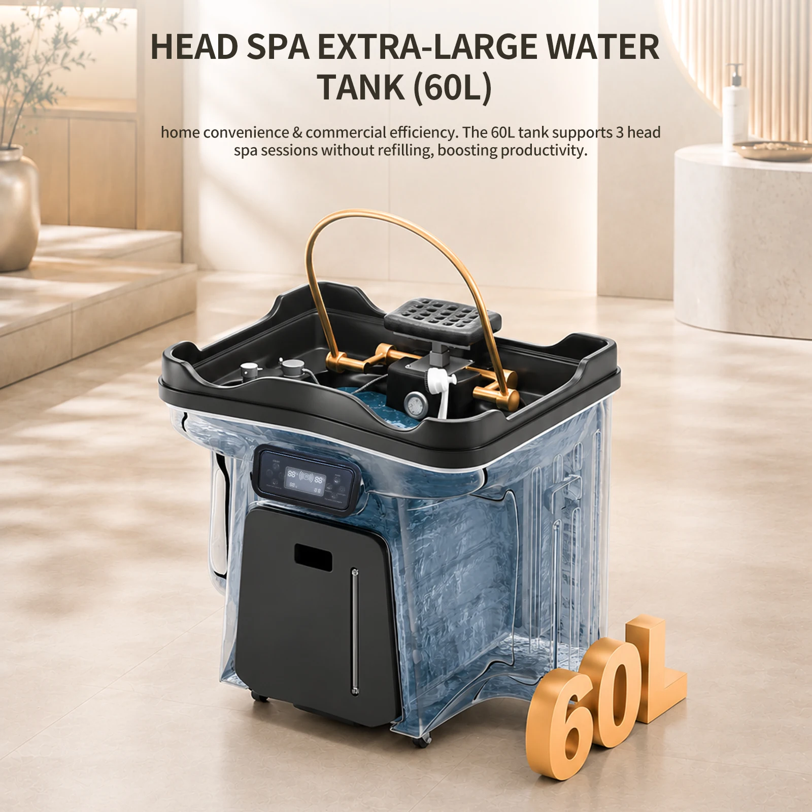 Mobile Shampoo Bowl Head Therapy Sink Thermostatic Circulating Water Head Spa Basin, Free of Water Line for Barber Beauty Salo - view 2