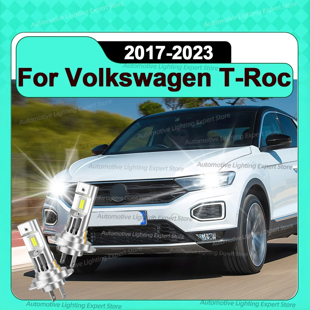 2Pcs 30000LM Super Bright Headlamp Turbo LED Headlight Bulb For Volkswagen T-Roc 2017 2018 2019 2020 2021 2022 2023