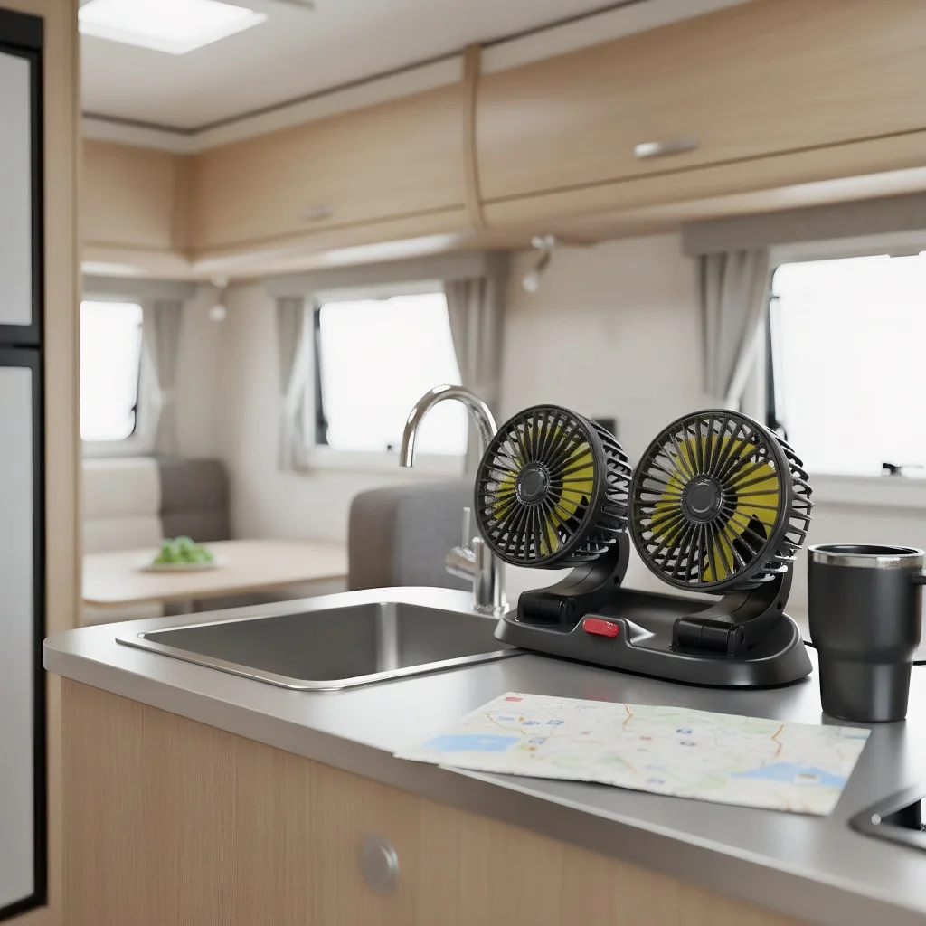 

Регулируемый автомобильный циркулятор воздуха с двойной головкой и разъемом прикуривателя