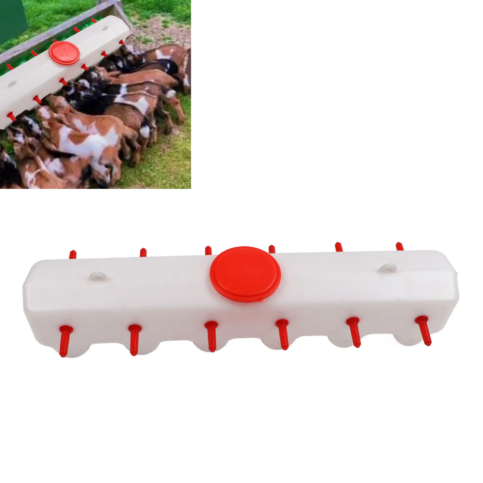 

Соски для молока ягненка, красная кормушка, ведро для кормления скота, 2 стороны с 12 сосками, емкостью 9 л, кормушка для молока для животных для поросят, щенков, фермы