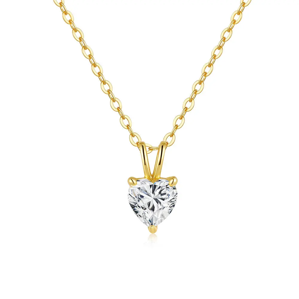Heart Shaped Heart-shaped Pendant for Women, 18K Gold Inlaid with Moissanite Necklace, Platinum PT950 Diamond Collarbone Chain