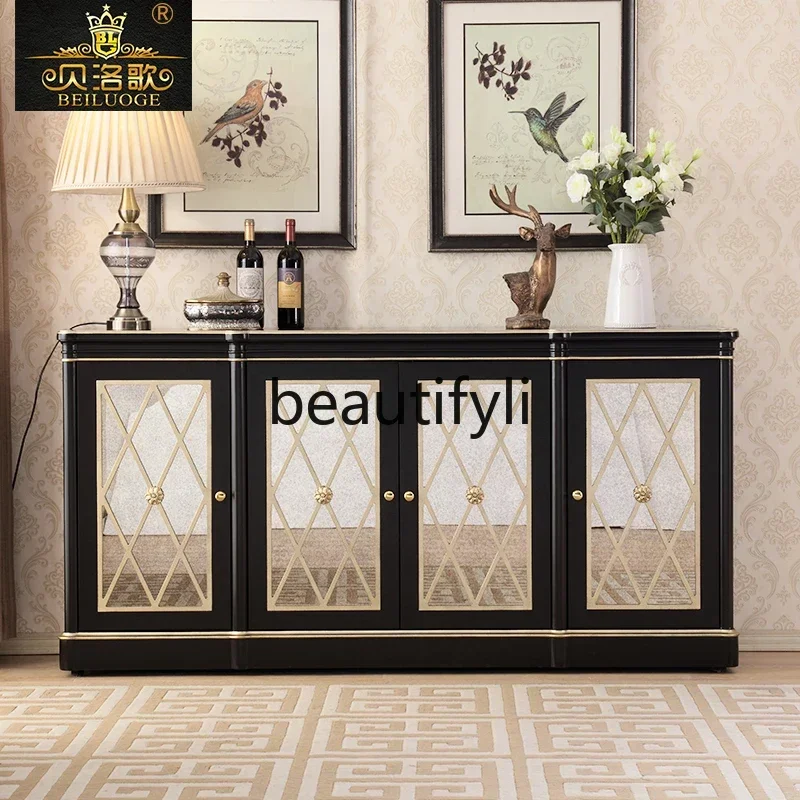 M178 American simple modern side cabinet neoclassical restaurant mirror multi-functional solid wood locker