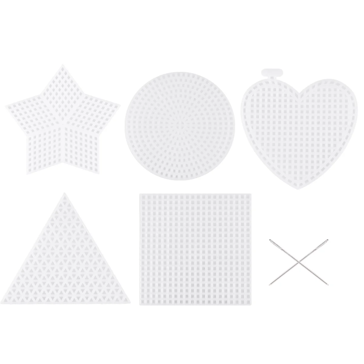 

50pcs Cross Stitch Plate Plastic Grid Embroidery Mesh Sheet DIY Liner Board Manual DIY Mesh Piece With 2pcs Needles (Heart Shape