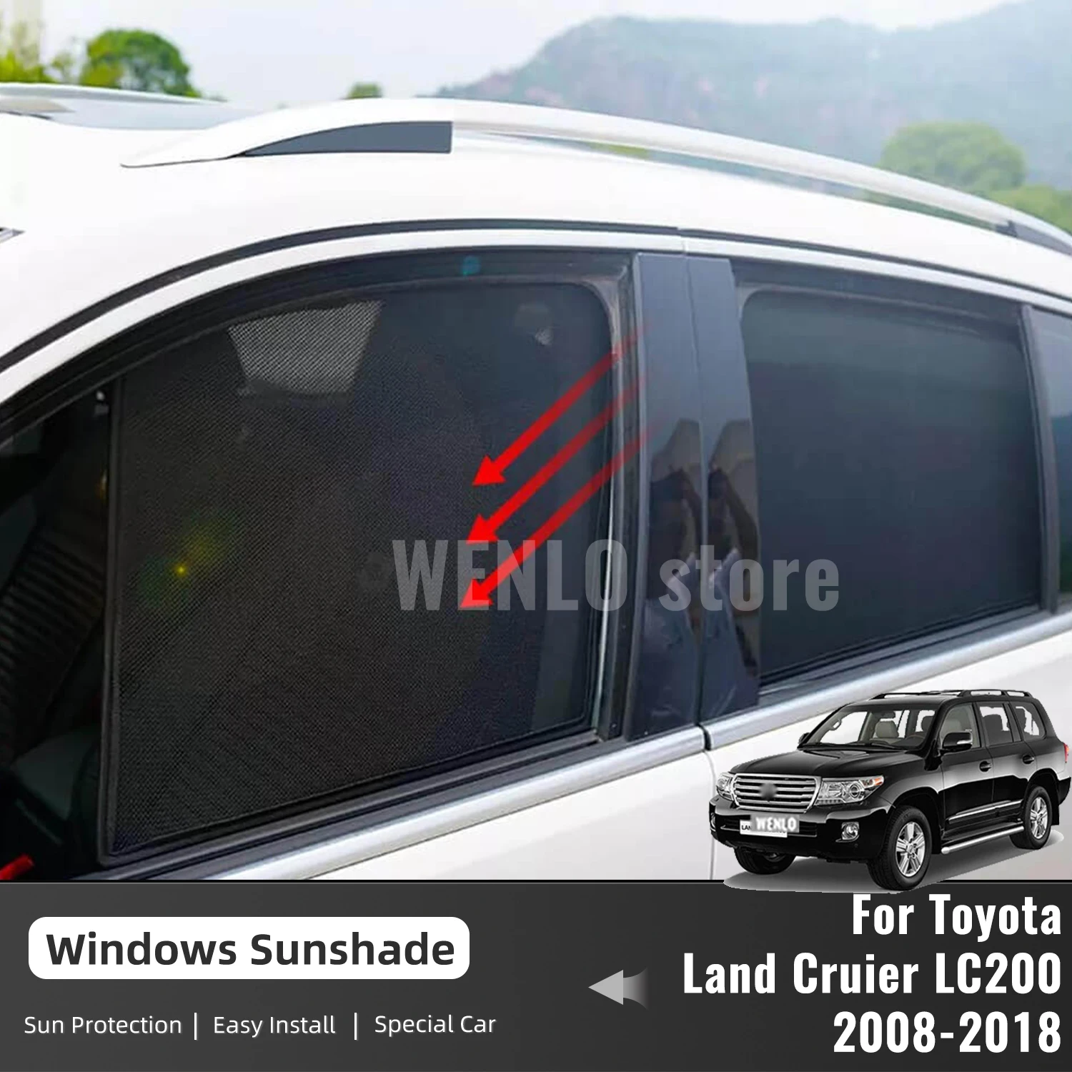 

For Toyota Land cruier LC200 2008-2021 Magnetic Car Sunshade Front Windshield Frame Curtain Rear Side Window Sun Shade Visor