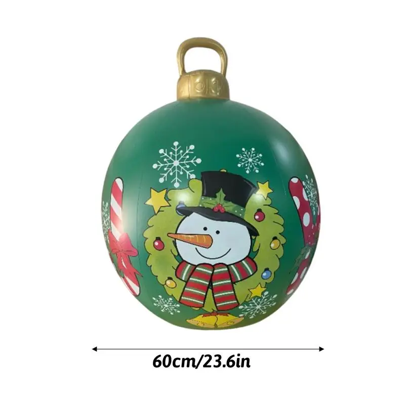 Inflatable Christmas Ornaments 23.6 Inch Holiday Inflatable Balls Yard Decor Blow Up Ball Christmas Snowman Inflatable Ball For