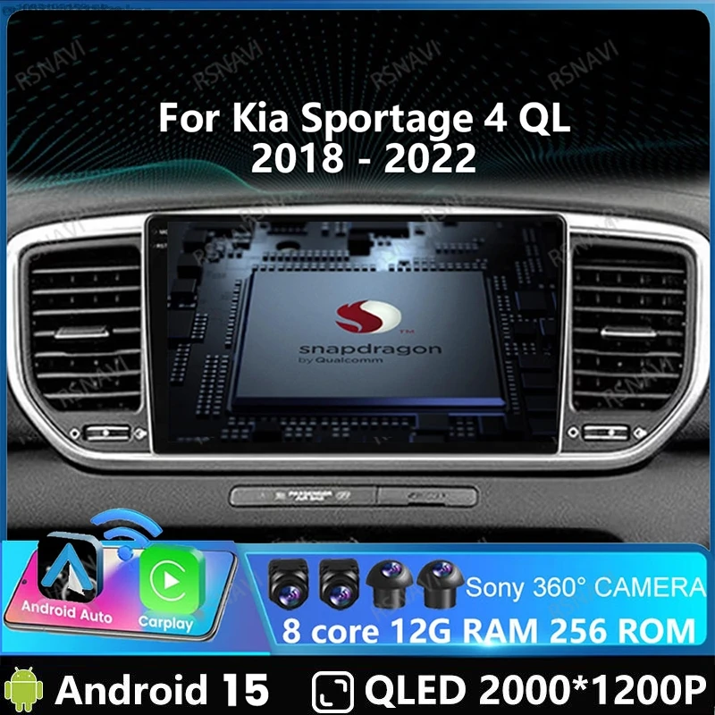Car Radio Andoird 15 For Kia Sportage 4 QL KX5 2018 2019 2020 2021 Head Unit 4G LTE 2DIN GPS Stereo DVD DSP 5G WIFI Viedo Player