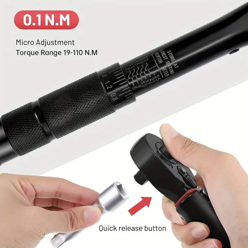 Torque Wrench Round Tube High Precision Adjustable Professional Bicycle Torques Key Ratchet Car Bike Automotive Hand Tools