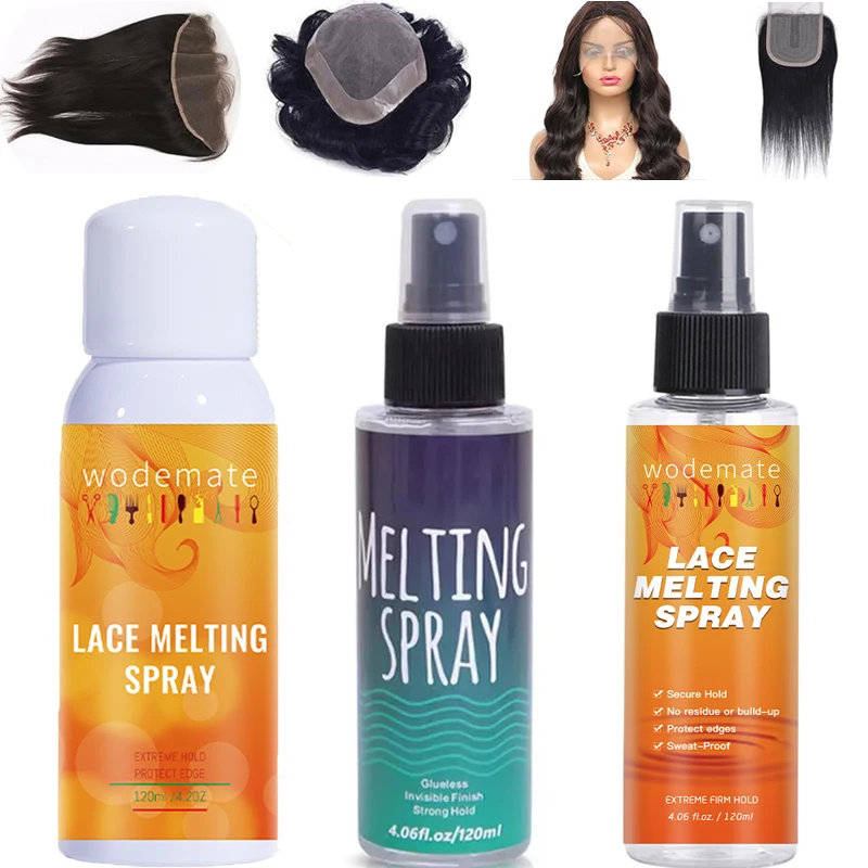 120ml Spray Melting for Lace Wig Glue Quick Drying Spray Long Lasting Invisible Lace Natural Melting Mousse Spray Lace Wig Glue