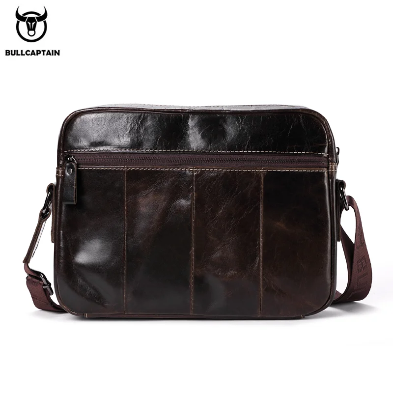 BULLCAPTAIN Genuine Cowhide Men\'s Shoulder Bag 2022 New Large Capacity Convenient Men\'s Bag Senior Fashion Men\'s Cross-Body Bag