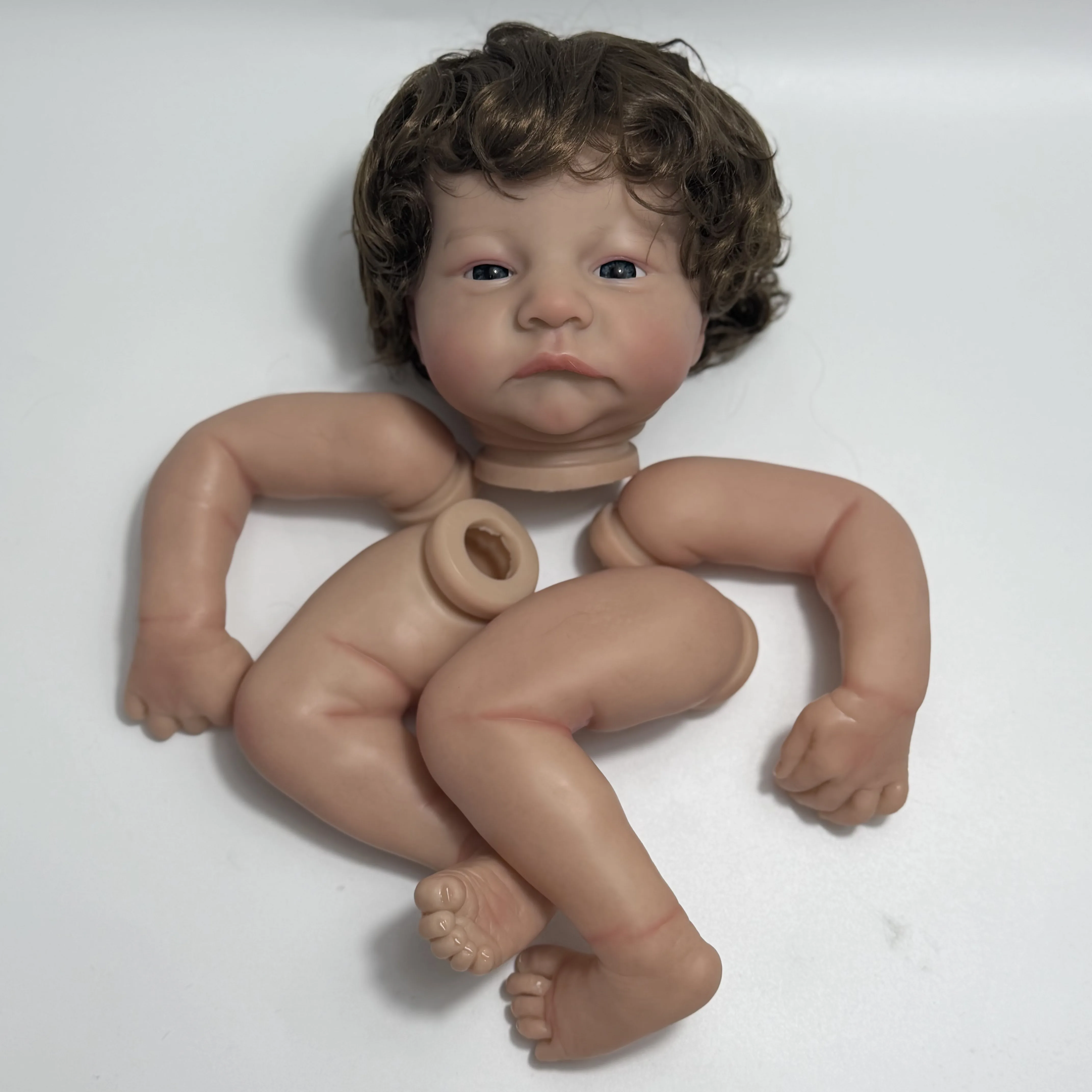 17 Inches Already Painted Bebe Levi Awake With Hair Transplant Doll Kits Vinyl Reborn Doll Unassembled DIY Reborn Doll Kit Gift view 2