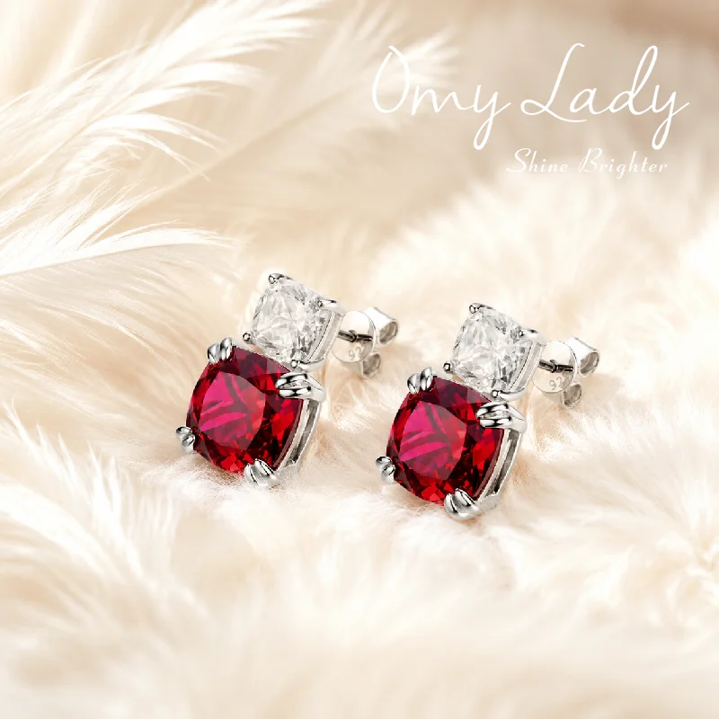 OMY LADY, Shine Brighter,Minimalist New Geometric Earrings, Elegant Versatile S925 Sterling Silver Lab Grown Gem Studs