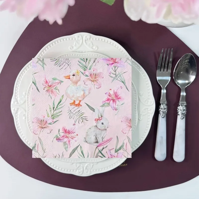 20 pezzi 33 cm 2 strati nuovo elemento pasquale stampato tovaglioli per feste coniglio anatra carta pieghevole stampata a colori carta decoupage fai da te
