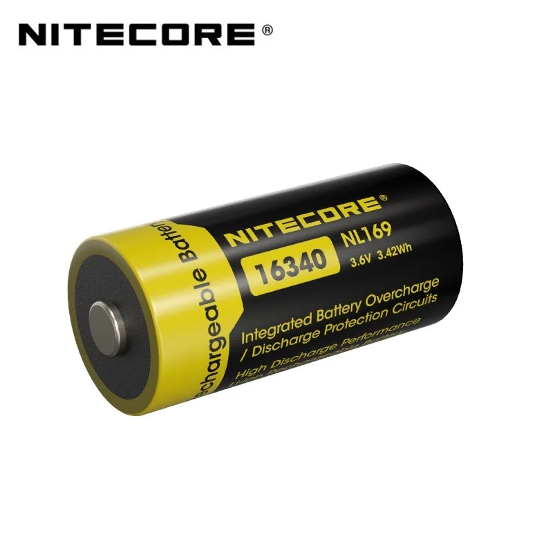 NITECORE-Batterie Rechargeable Ion Eddie, Version Améliorée de NL166, RCR123A, 950mAh, 3.6V, Haute Performance, 2 Pièces, 16340