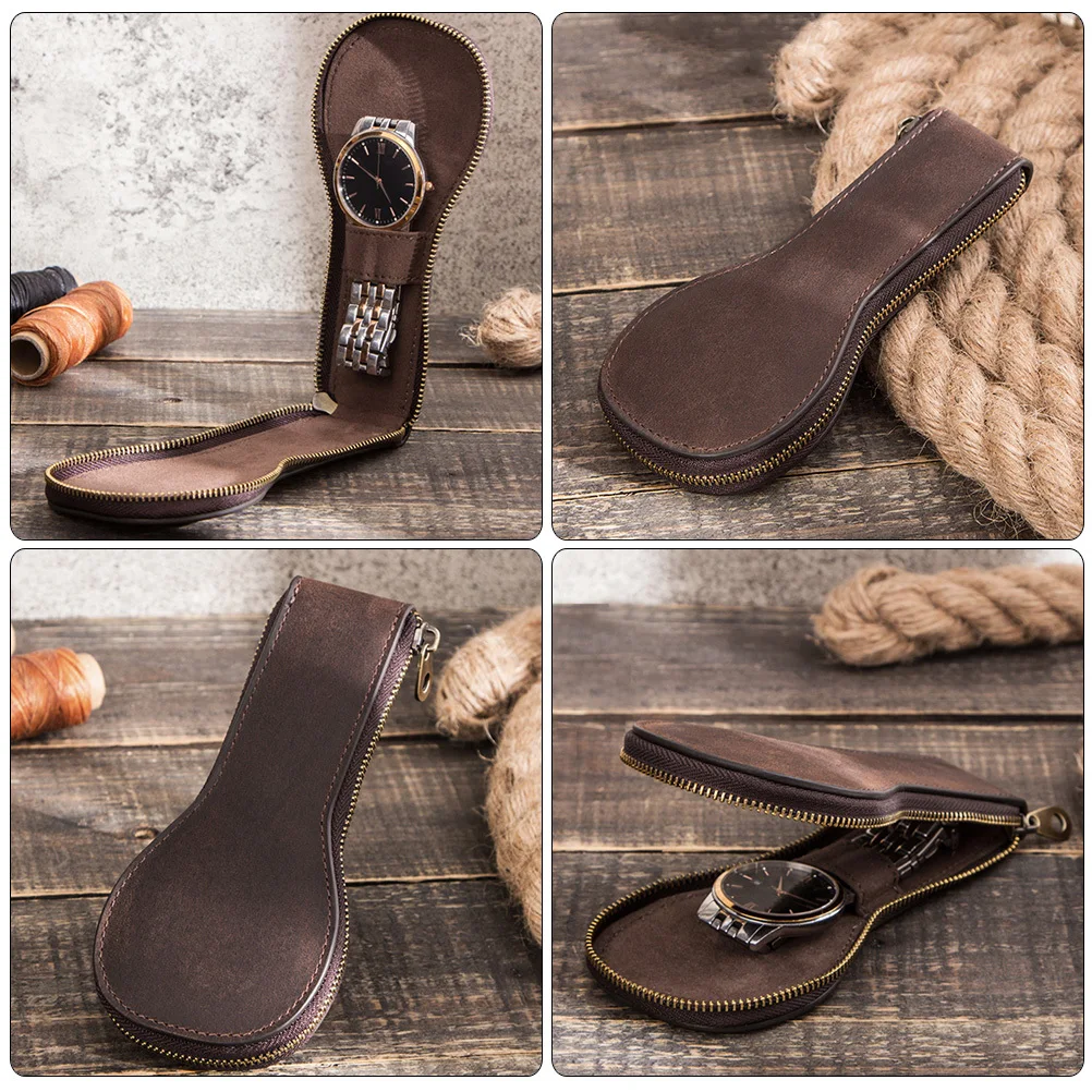 

Men Watch Travel Case Organizer Portable Watch Storage Box for Men Outdoor Protective Single Roll Holder Gift Box