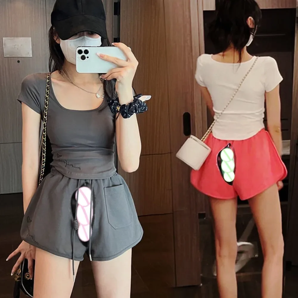 

Outdoor Crotch Sex Pants Summer Sports Super Shorts Women Sexy Bicycle 2pcs Set Exotic Hotpants Running Yoga Gym Y2k Short Femme